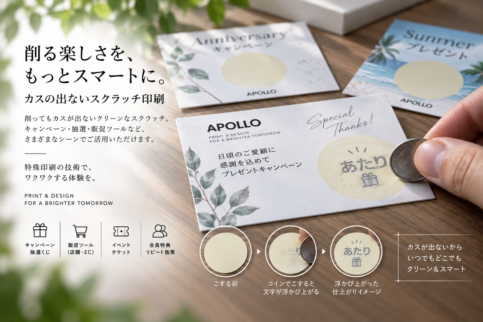 コインでこすると文字が浮かぶカスの出ないスクラッチ