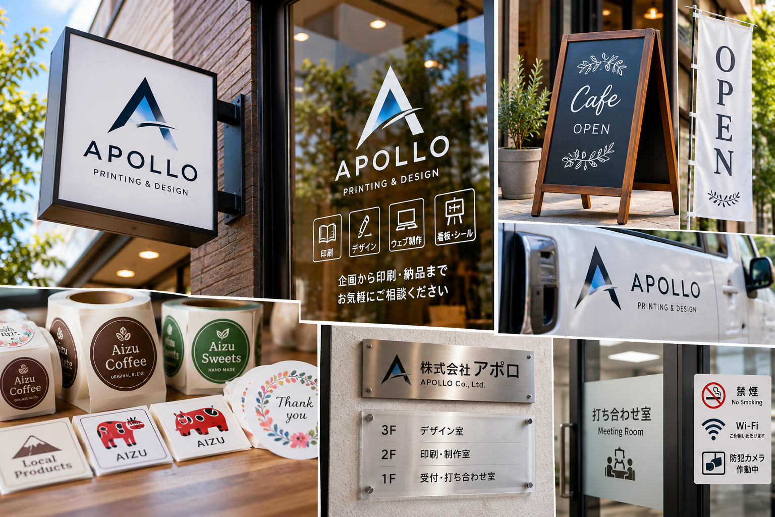 看板、ステッカー、シール、店舗サインなどの制作イメージ
